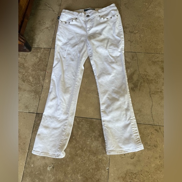 Rock & Republic ladies white jeans with silver embezzlement exc Cond SIZE 8 - Picture 2 of 15